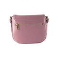 Leather Shoulder Bag with Removable Leather Shoulder Strap and Shiny Gold Metal Buckle Attachments - Antique Pink