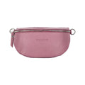 Bum Bag with removable shoulder strap in Genuine Leather Made in Italy. Polished Nickel metal snap hook attachments - Antique Pink