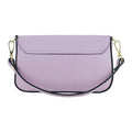 Small Shoulder Bag with Removable Chain Strap in Genuine Leather Made in Italy. Closure flap - Lilac color