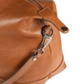 Made in Italy Genuine Leather Travel Duffle Bag with Adjustable and Removable Shoulder Strap. Zipper Closure and Shiny Nickel Metal Accessories - Cognac Color