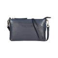 Genuine full-grain leather shoulder/wrist bag, dollar/light grain. Removable shoulder strap and handle - Blue