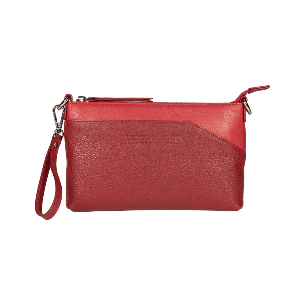 RB2003V | Shoulder/Wrist Bag made of genuine full grain leather, dollar/light grain. Removable shoulder strap and handle. Red color. Dimensions: 22 x 14 x 2.5 cm. Packaging: Non-Woven Fabric Bag-1