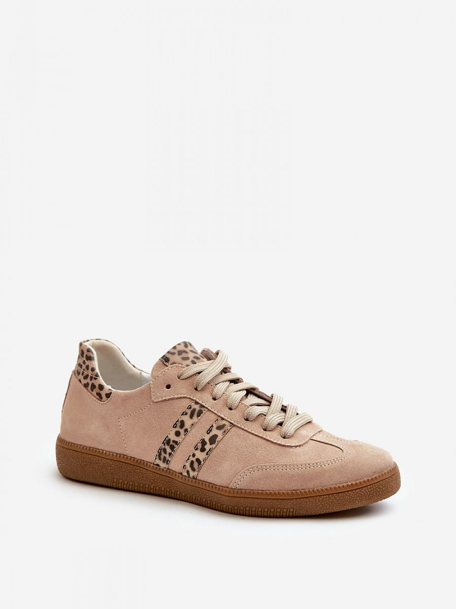 Beige Natural Suede Lace-Up Sneakers – Soft Insole