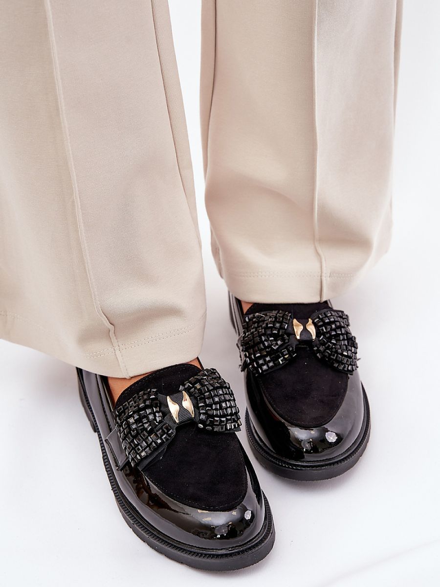 Black Artificial Leather S.Barski Loafers – Bow Detail