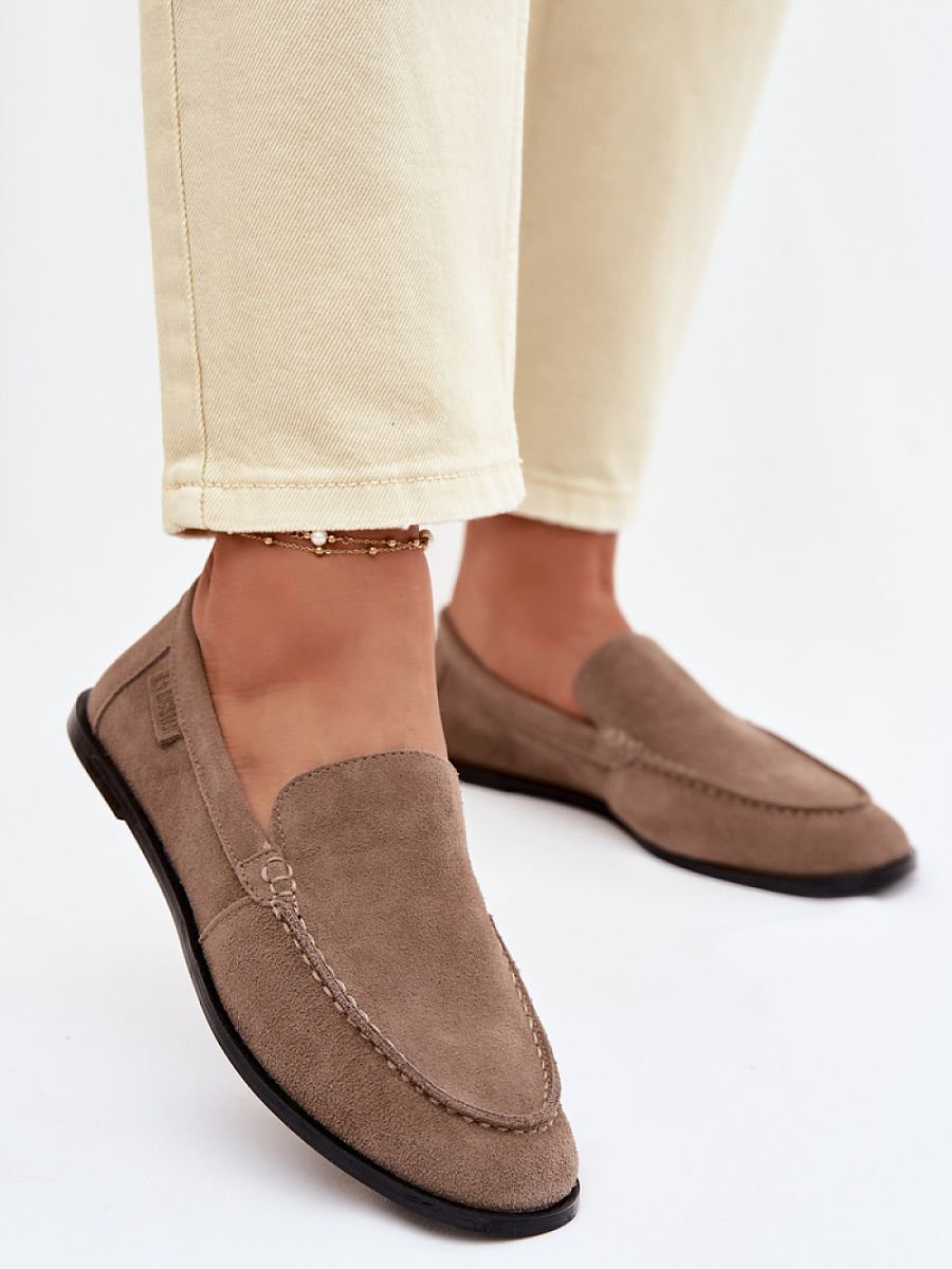 Natural leather, natural suede women’s loafers