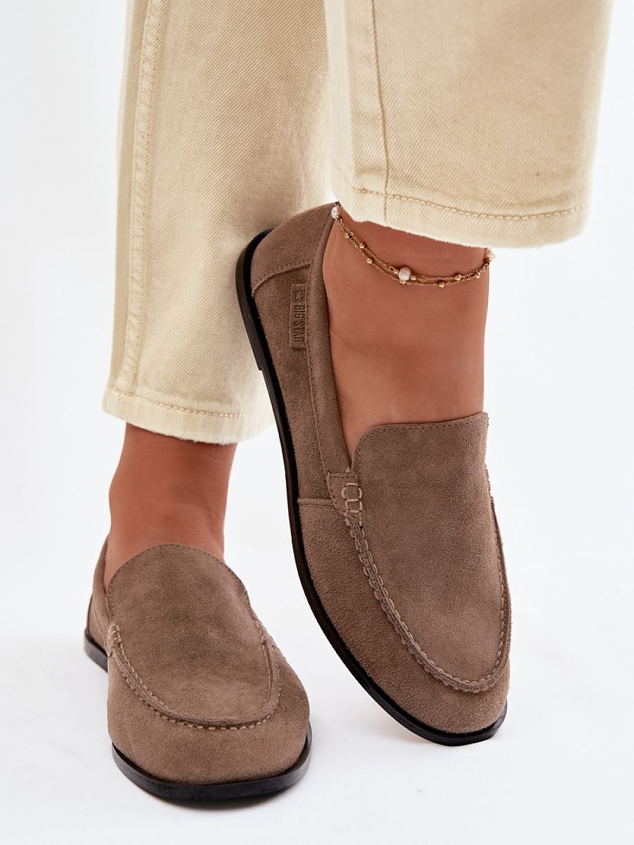 Natural leather, natural suede women’s loafers