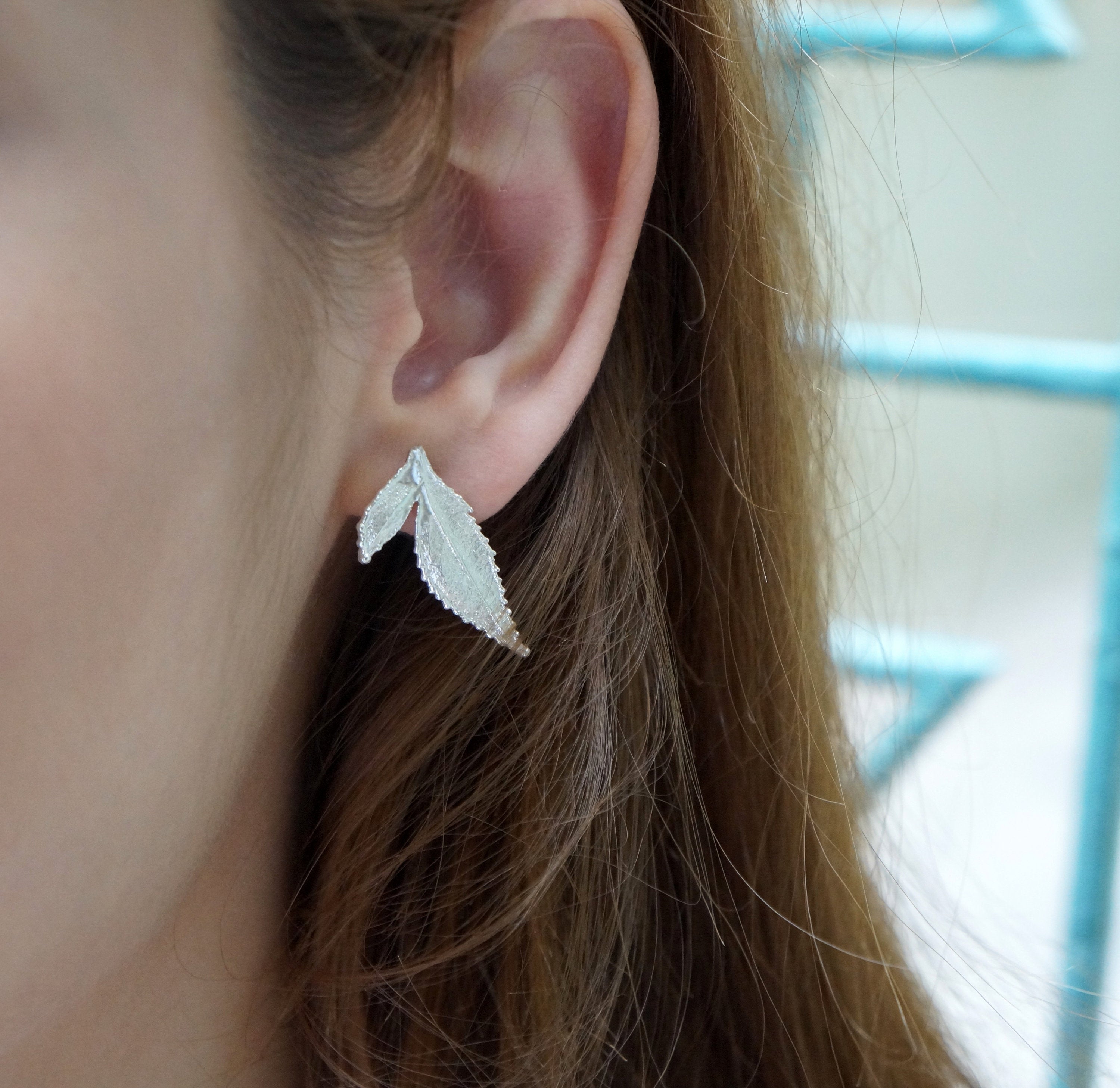 Rose Leaf Earrings: Nature-Inspired Silver - Stud or Dangle Styles-0