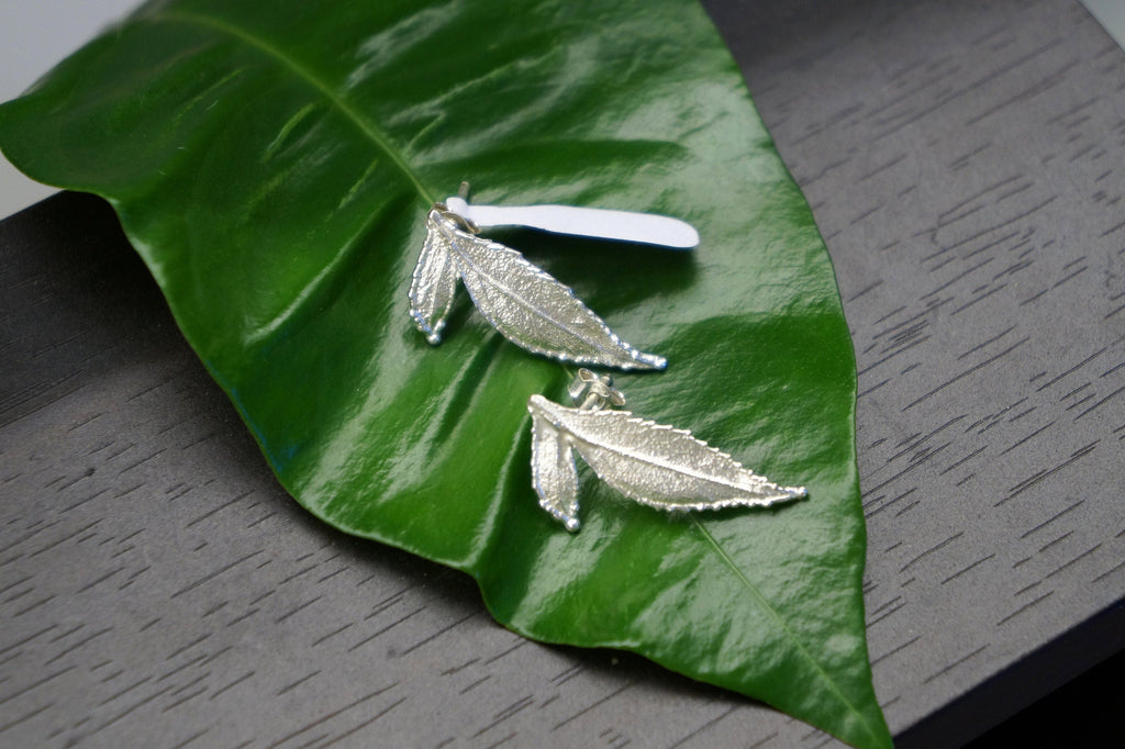 Rose Leaf Earrings: Nature-Inspired Silver - Stud or Dangle Styles-1