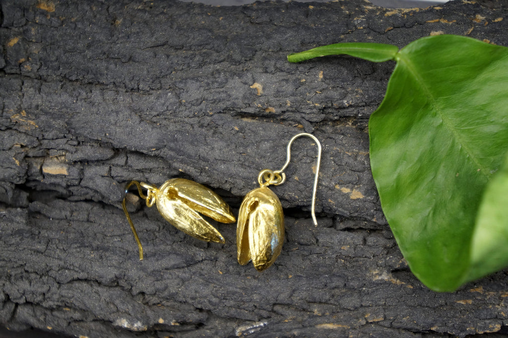 Nature-Inspired Pistachio Earrings, Sterling Silver (Lightweight, Gift Boxed)-3