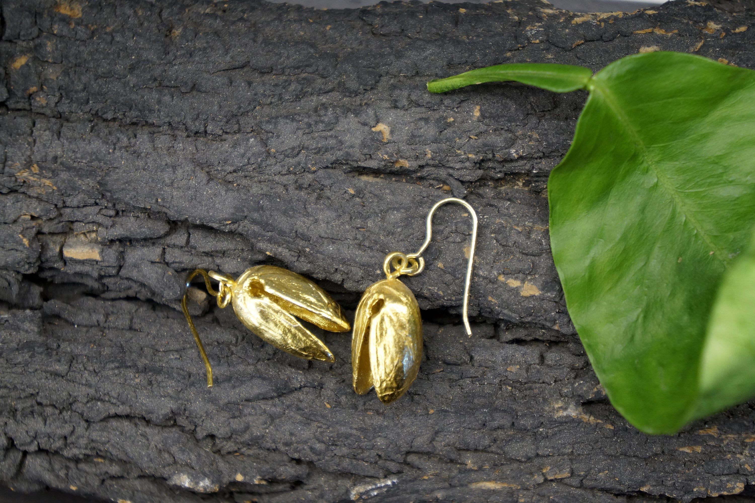 Nature-Inspired Pistachio Earrings, Sterling Silver (Lightweight, Gift Boxed)-3