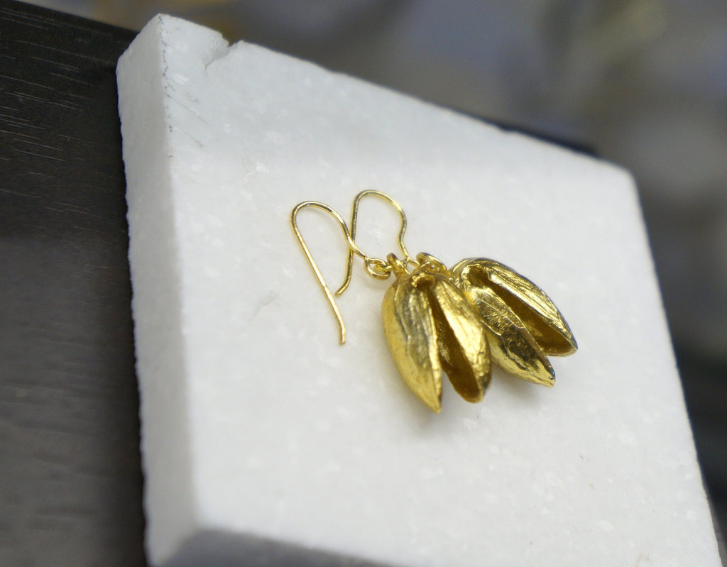 Nature-Inspired Pistachio Earrings, Sterling Silver (Lightweight, Gift Boxed)-4