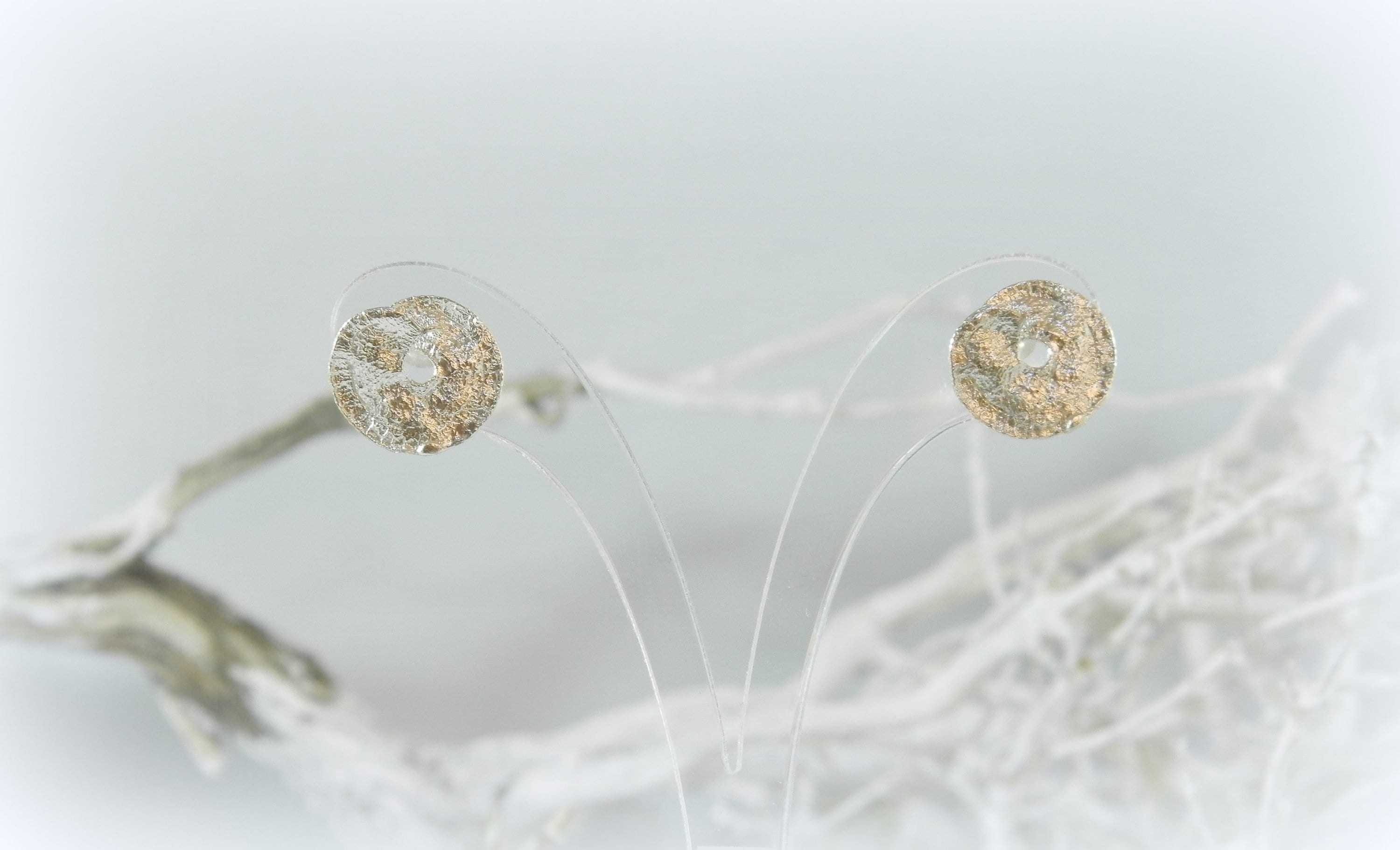 Sterling Silver Leaf Stud Earrings - Lightweight, Minimalist Spiral-2