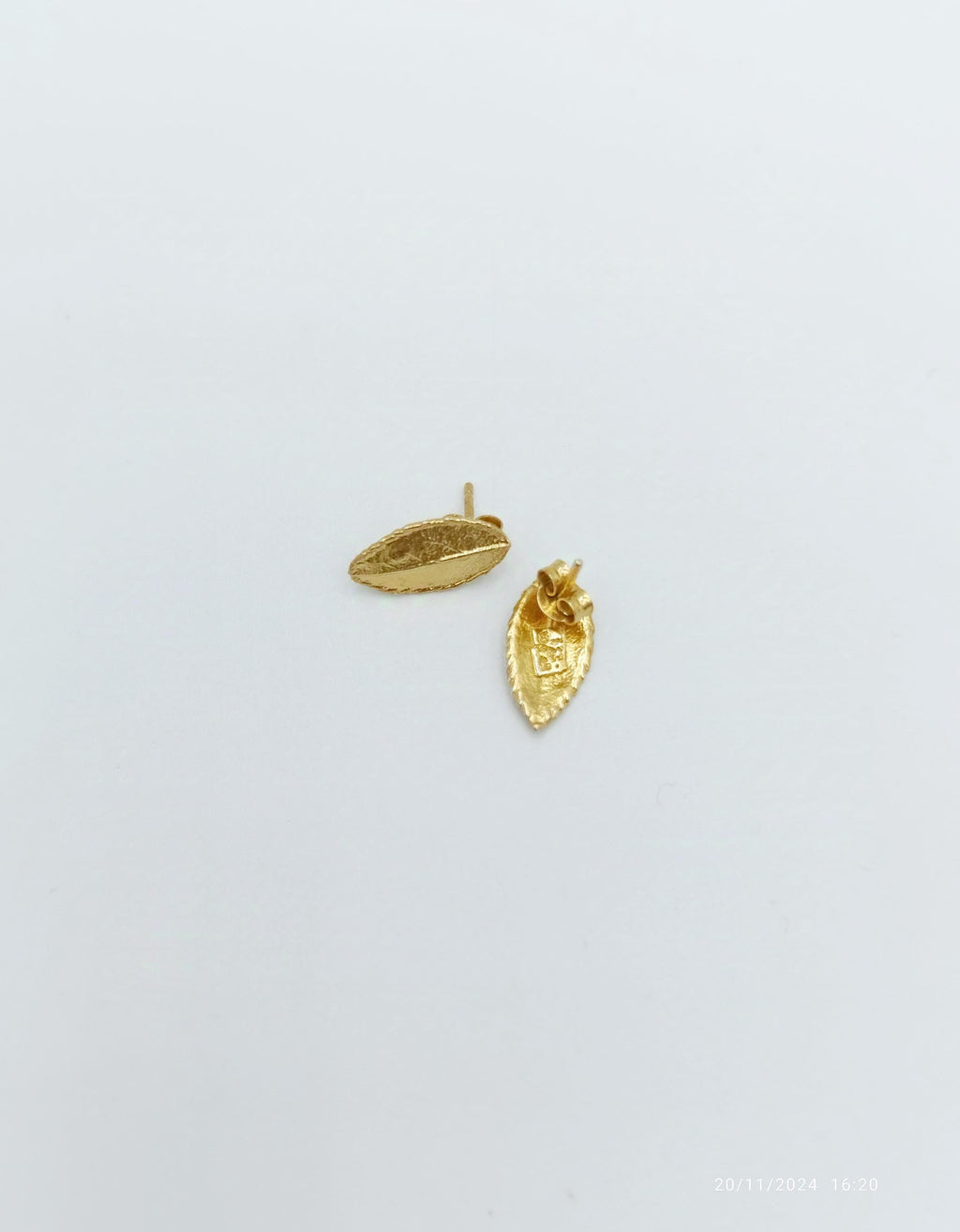 Gold Plated Leaf Earrings: Handmade Sterling Silver, Nature Inspired-3