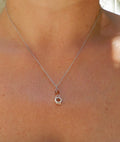 Nature Lover Honeycomb Necklace, Sterling Silver, Brown Stone (Tiny Minimalist)-0