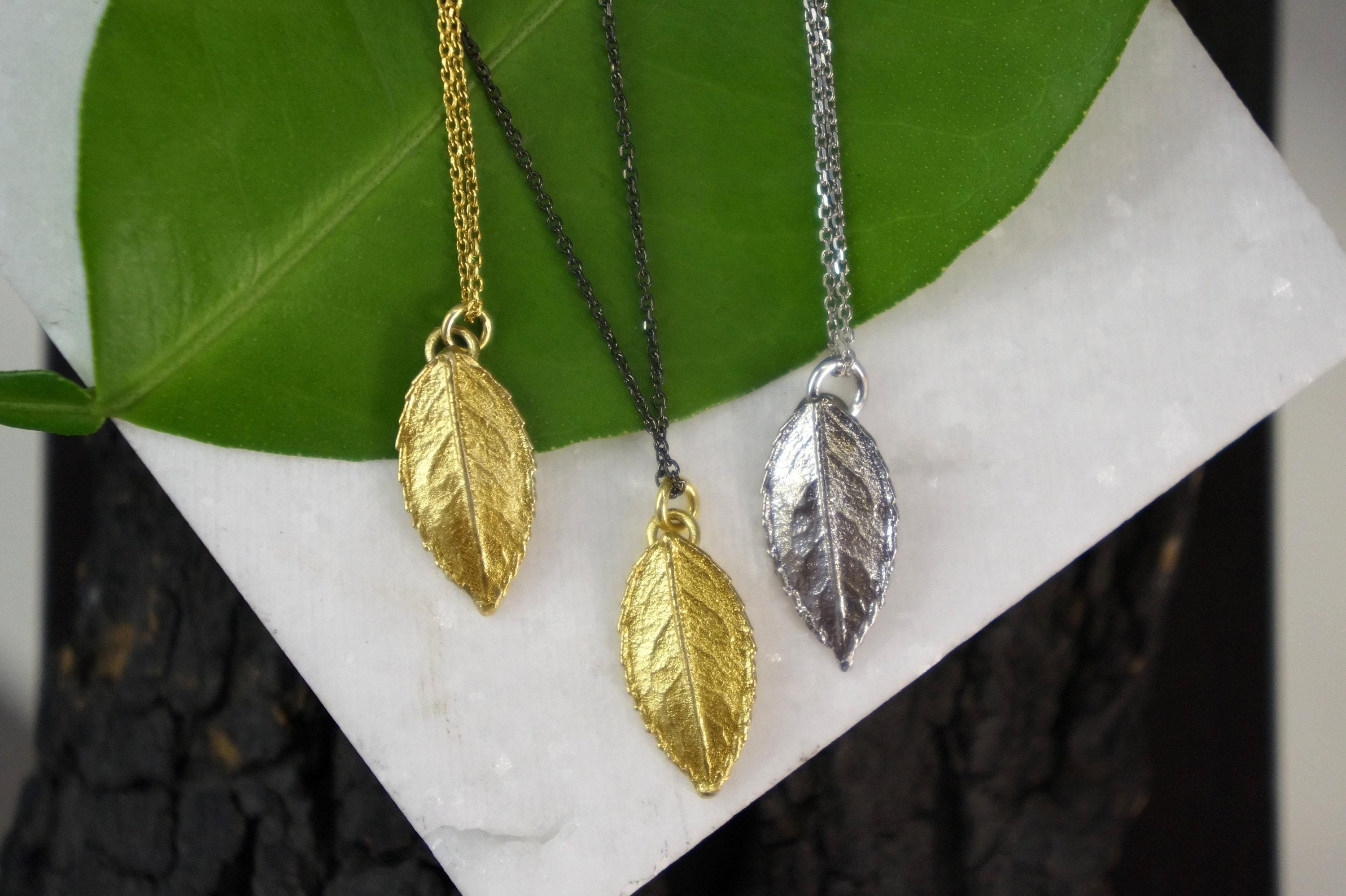 Real Rose Leaf Necklace: Sterling Silver Botanical Pendant-1