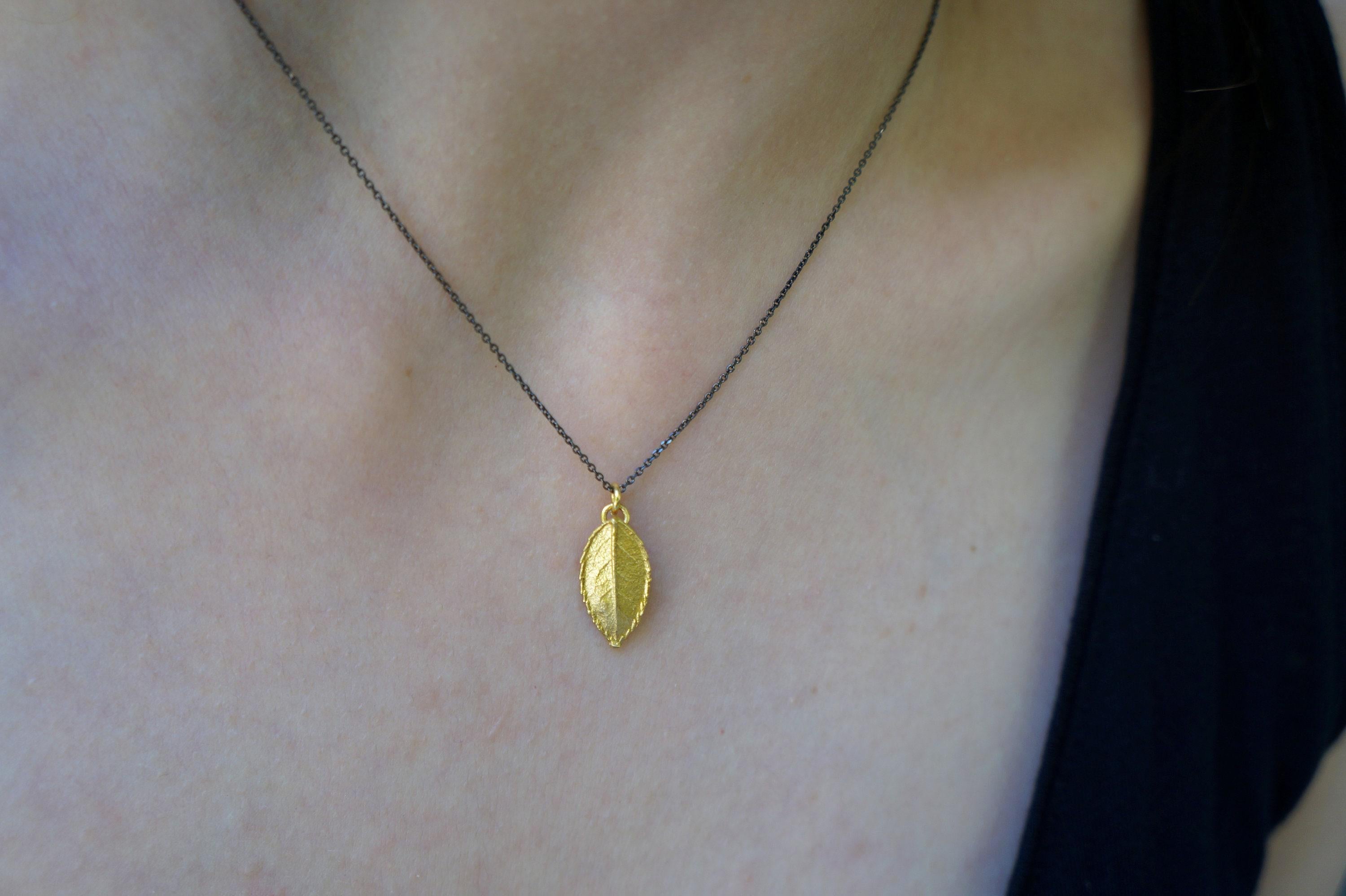 Real Rose Leaf Necklace: Sterling Silver Botanical Pendant-4