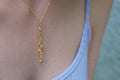 Nature-Inspired Gold Necklace, Mimosa Branch Pendant (Dainty, Sustainable)-0