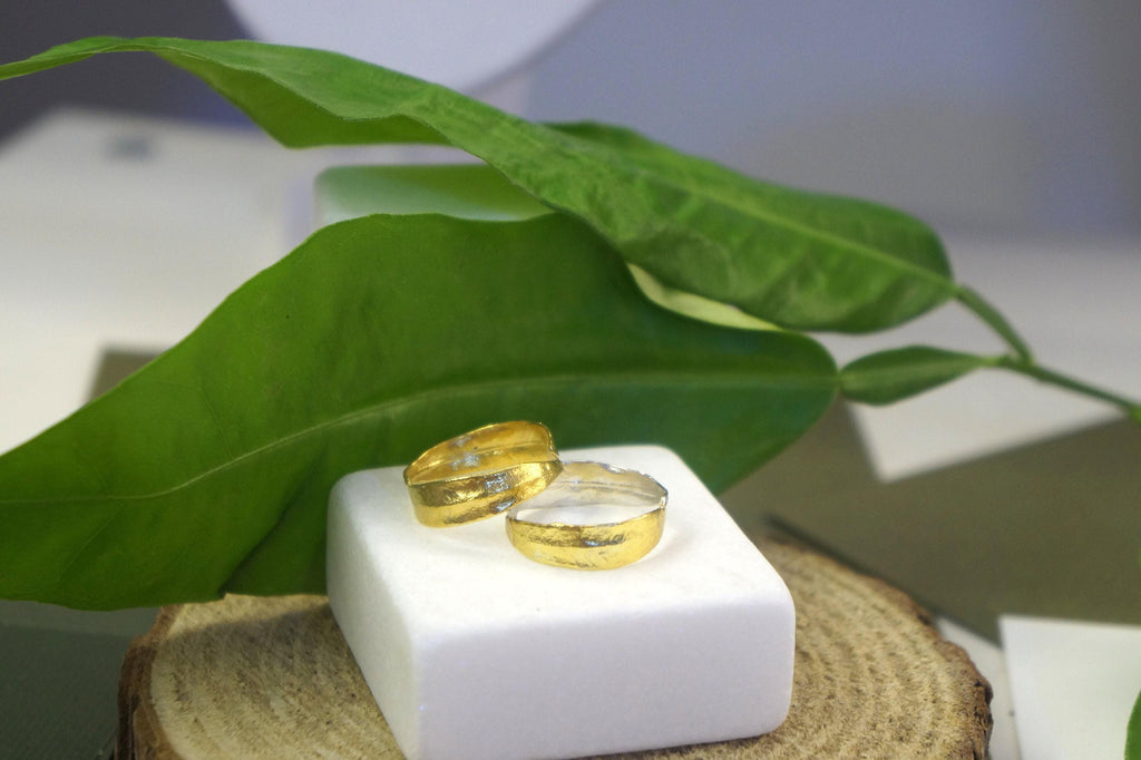 Olive Leaf Ring - Two-Tone Sterling Silver with 14k Gold Plating-0