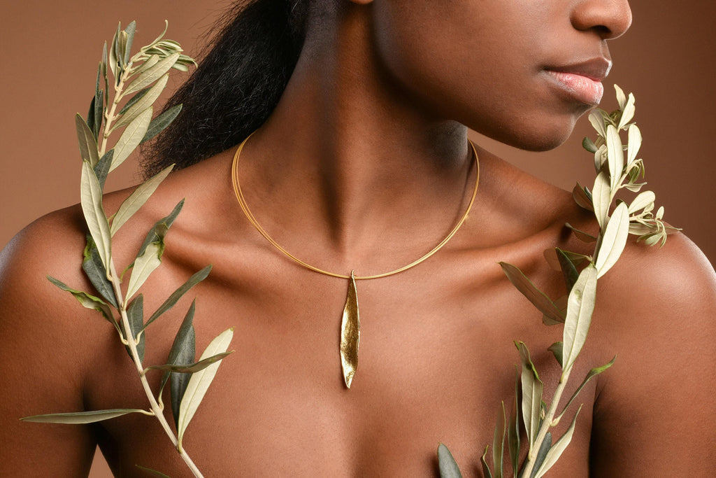 Silver Olive Leaf Necklace, Gold-Plated Sterling Silver Jewelry, Silver Pendant, Gift for Her, Birthday Gift for Women, Handmade Jewelry-2