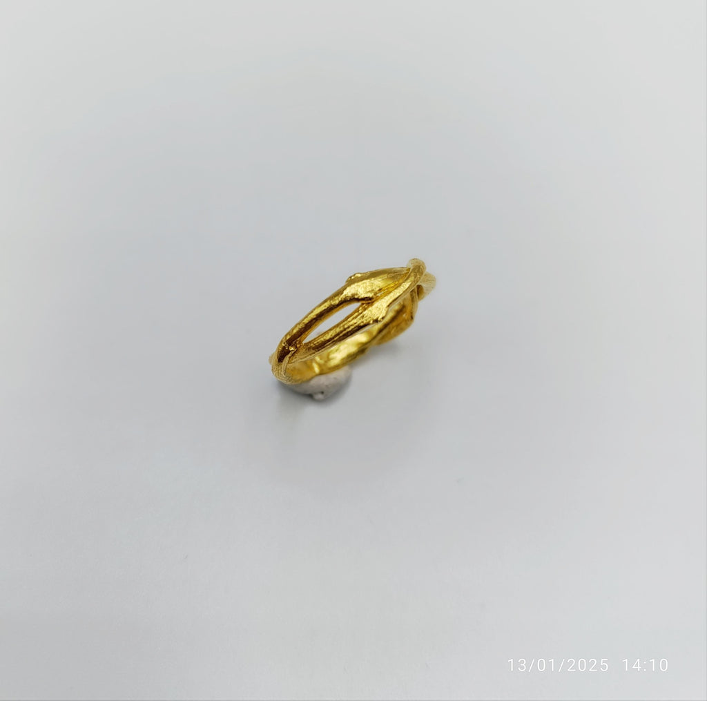 Silver Olive Branch Ring, Gold-Plated Sterling Silver Jewelry, Gold Band, Gift for Her, Birthday Gift for Women, Handmade Jewelry-2