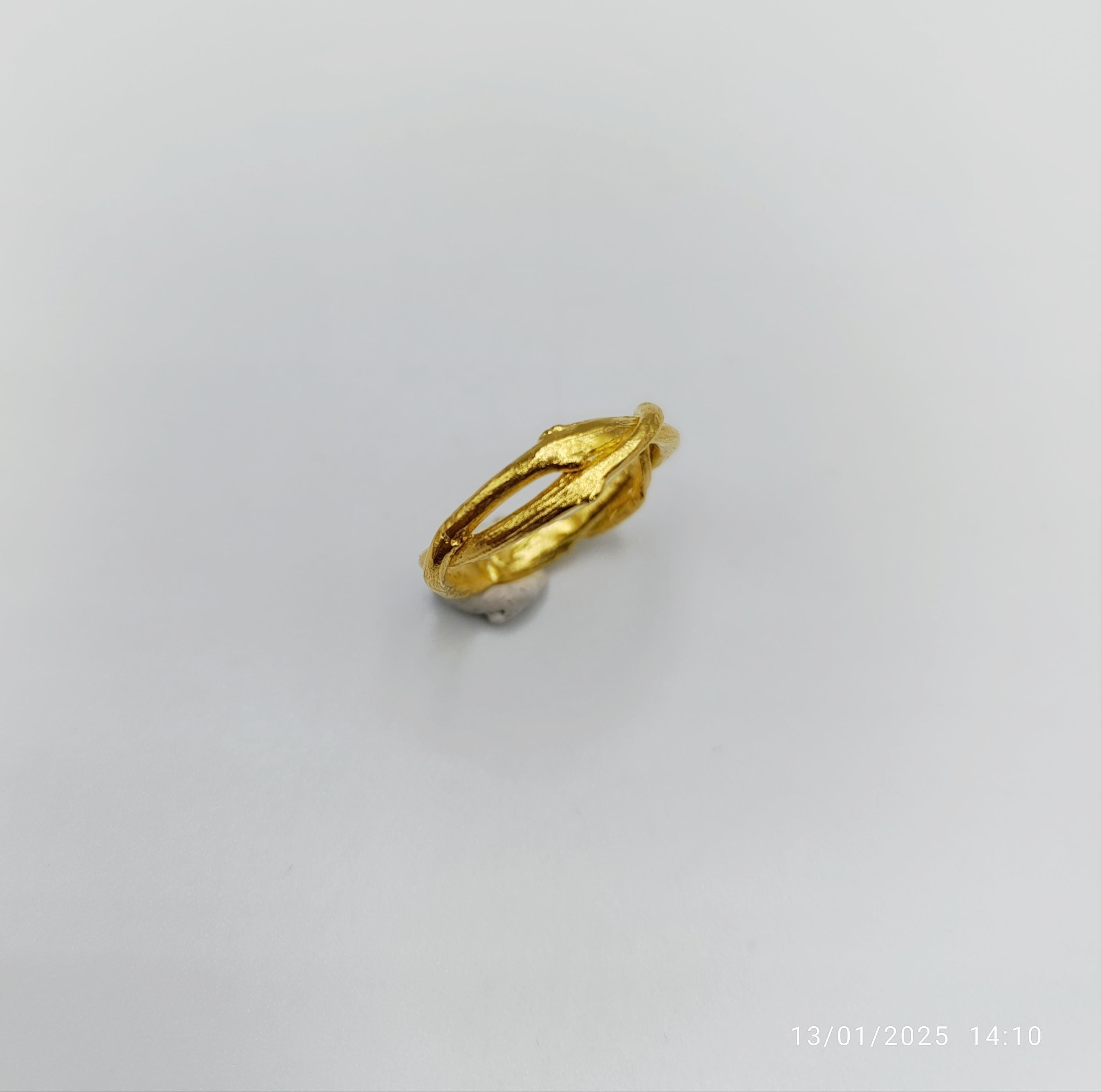 Silver Olive Branch Ring, Gold-Plated Sterling Silver Jewelry, Gold Band, Gift for Her, Birthday Gift for Women, Handmade Jewelry-2