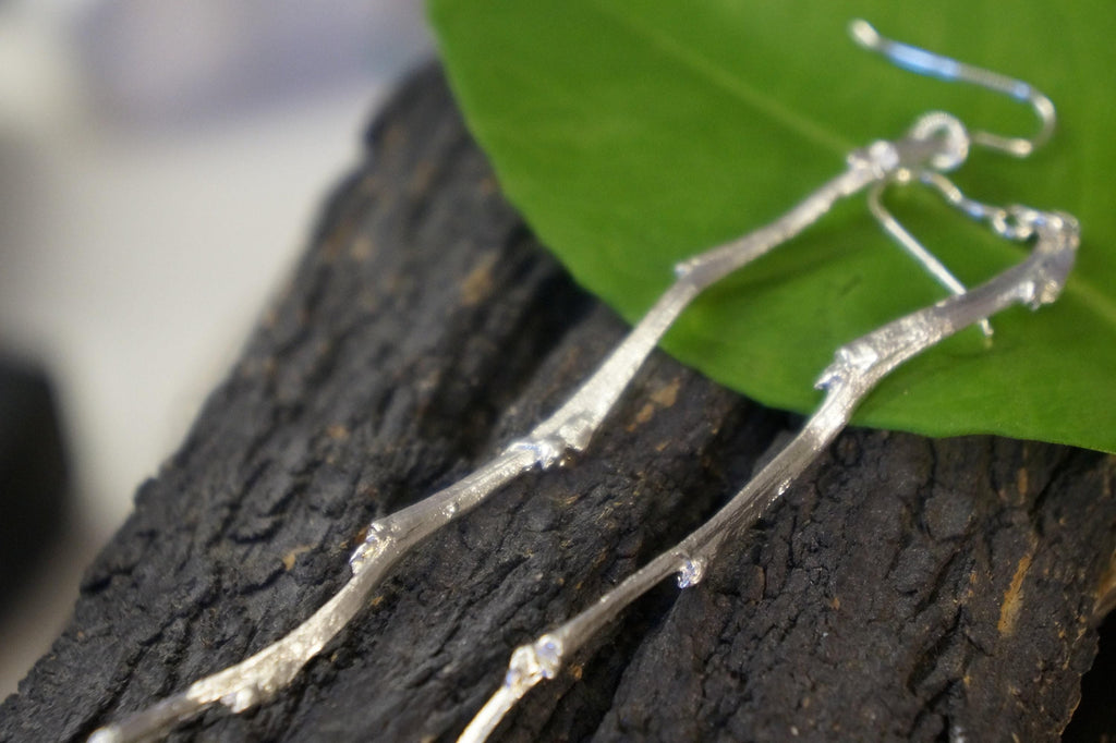 Nature-Inspired Olive Branch Earrings, Gold Dangle (Lightweight, Long)-1