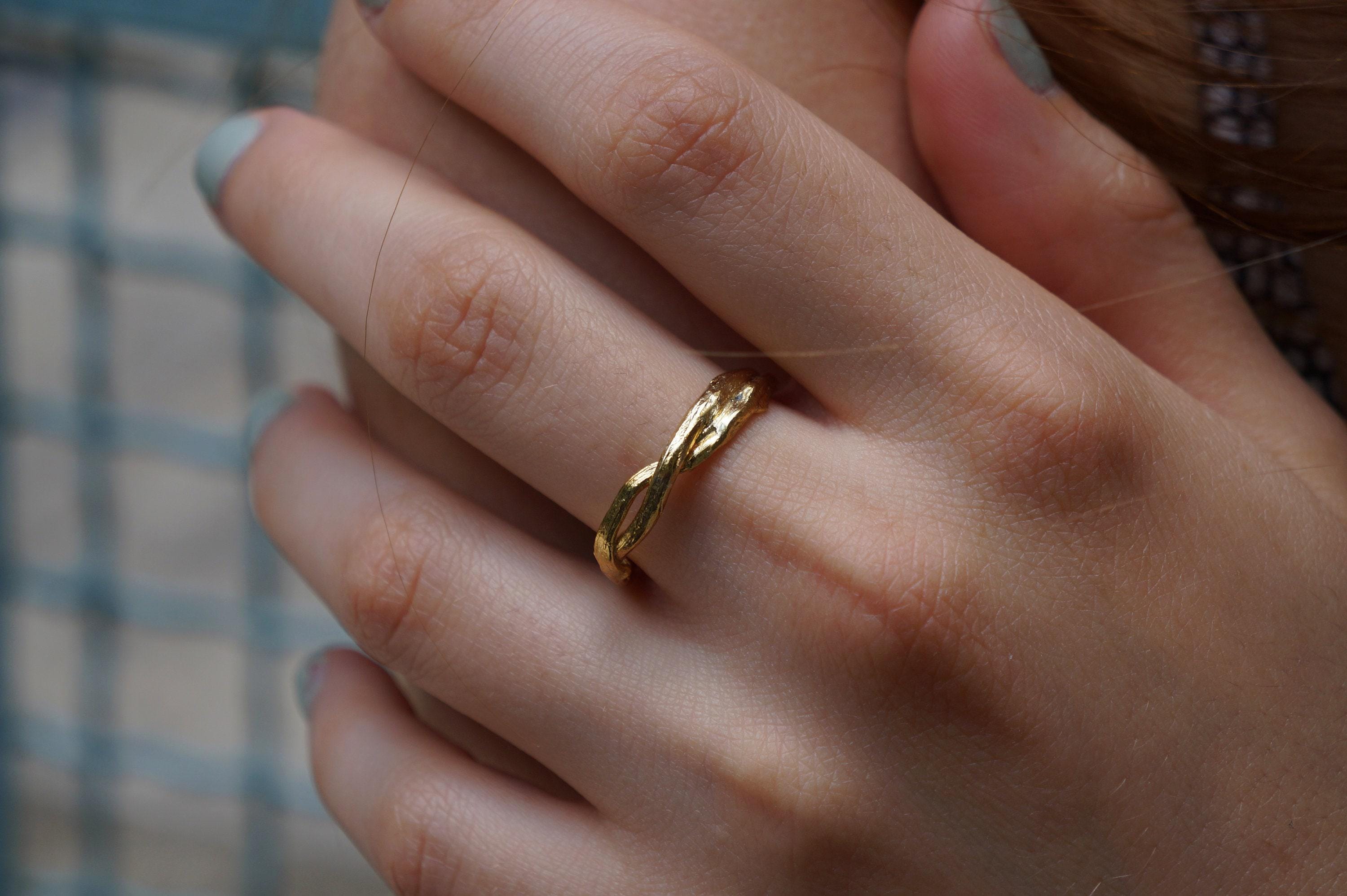 Silver Olive Branch Ring, Gold-Plated Sterling Silver Jewelry, Gold Band, Gift for Her, Birthday Gift for Women, Handmade Jewelry-0