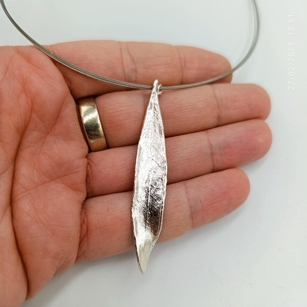 Nature-Inspired Olive Leaf Necklace, Gold Plated Brass (Adjustable Length)-1
