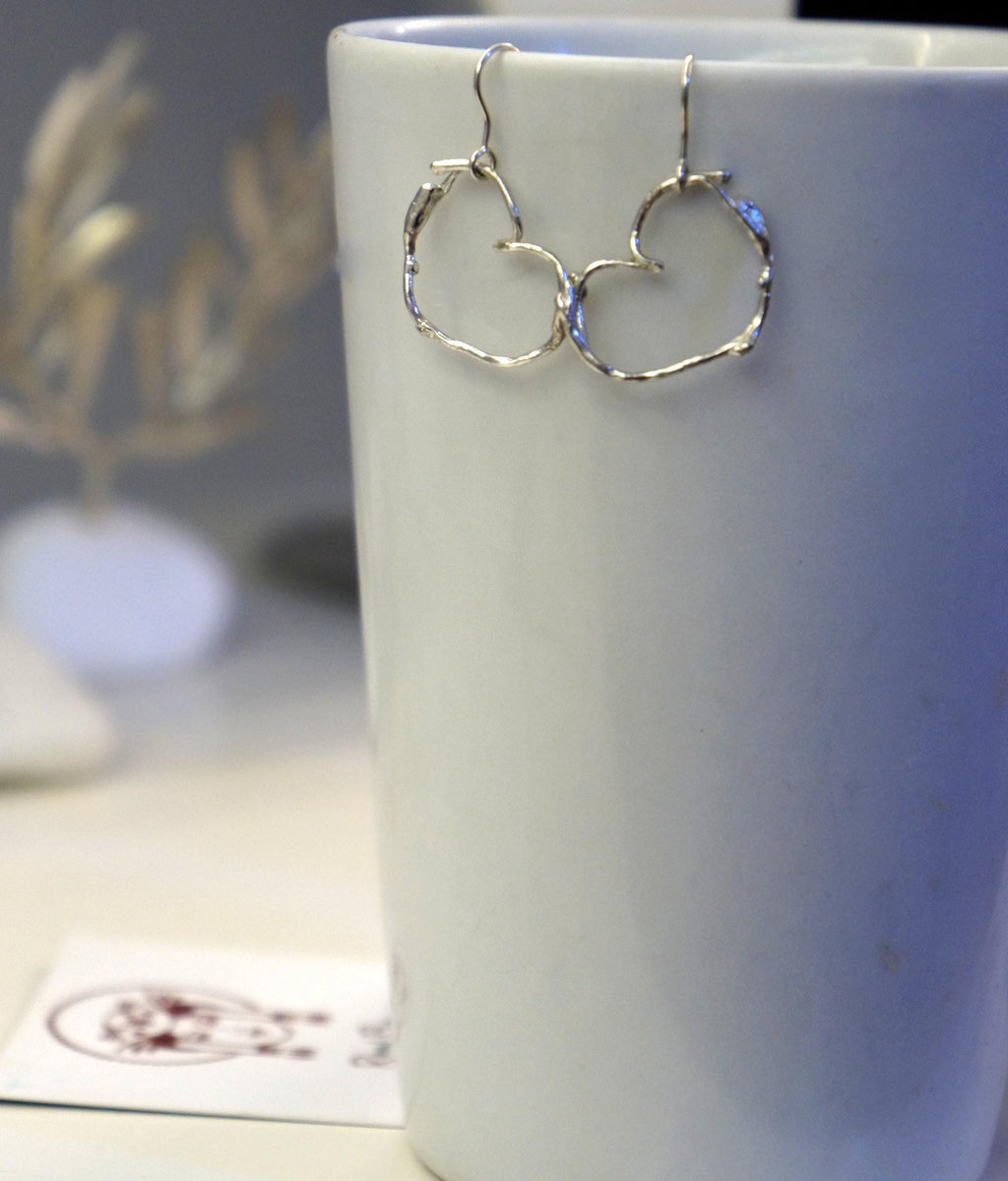 Jasmine Twig Heart Earrings - Gold Plated Sterling Silver Dangles-4
