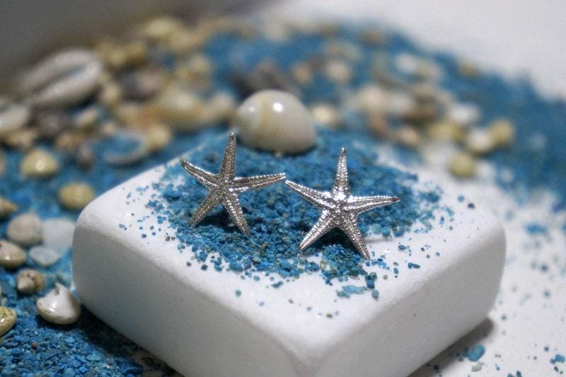 Starfish Dangle Earrings - Sterling Silver and Gold Plated-4