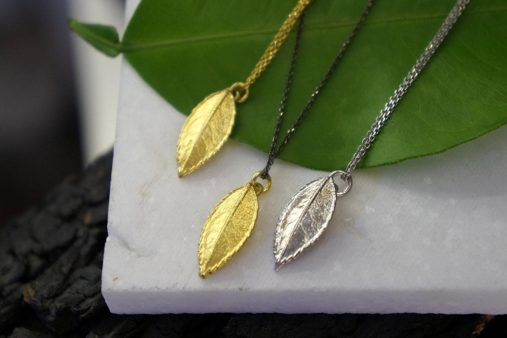 Real Rose Leaf Necklace: Sterling Silver Botanical Pendant-2