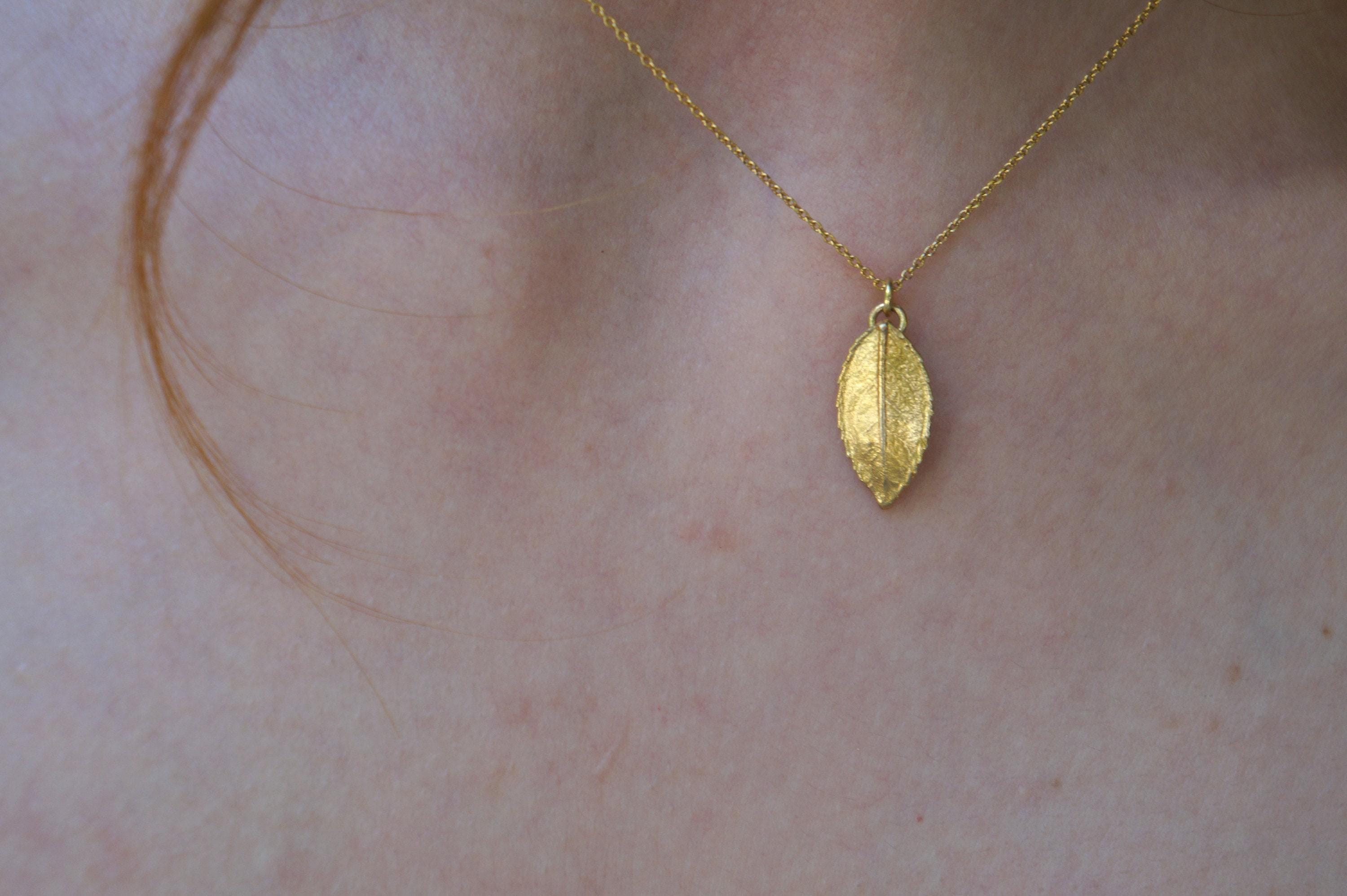 Real Rose Leaf Necklace: Sterling Silver Botanical Pendant-3