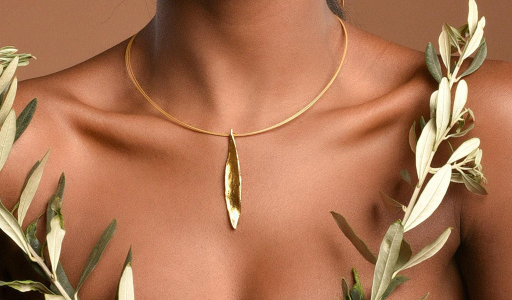 Silver Olive Leaf Necklace, Gold-Plated Sterling Silver Jewelry, Silver Pendant, Gift for Her, Birthday Gift for Women, Handmade Jewelry-0