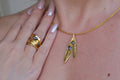 Botanical Olive Leaf Necklace, Gold-Plated Brass & Black Rhodium (Adjustable Chain)-0