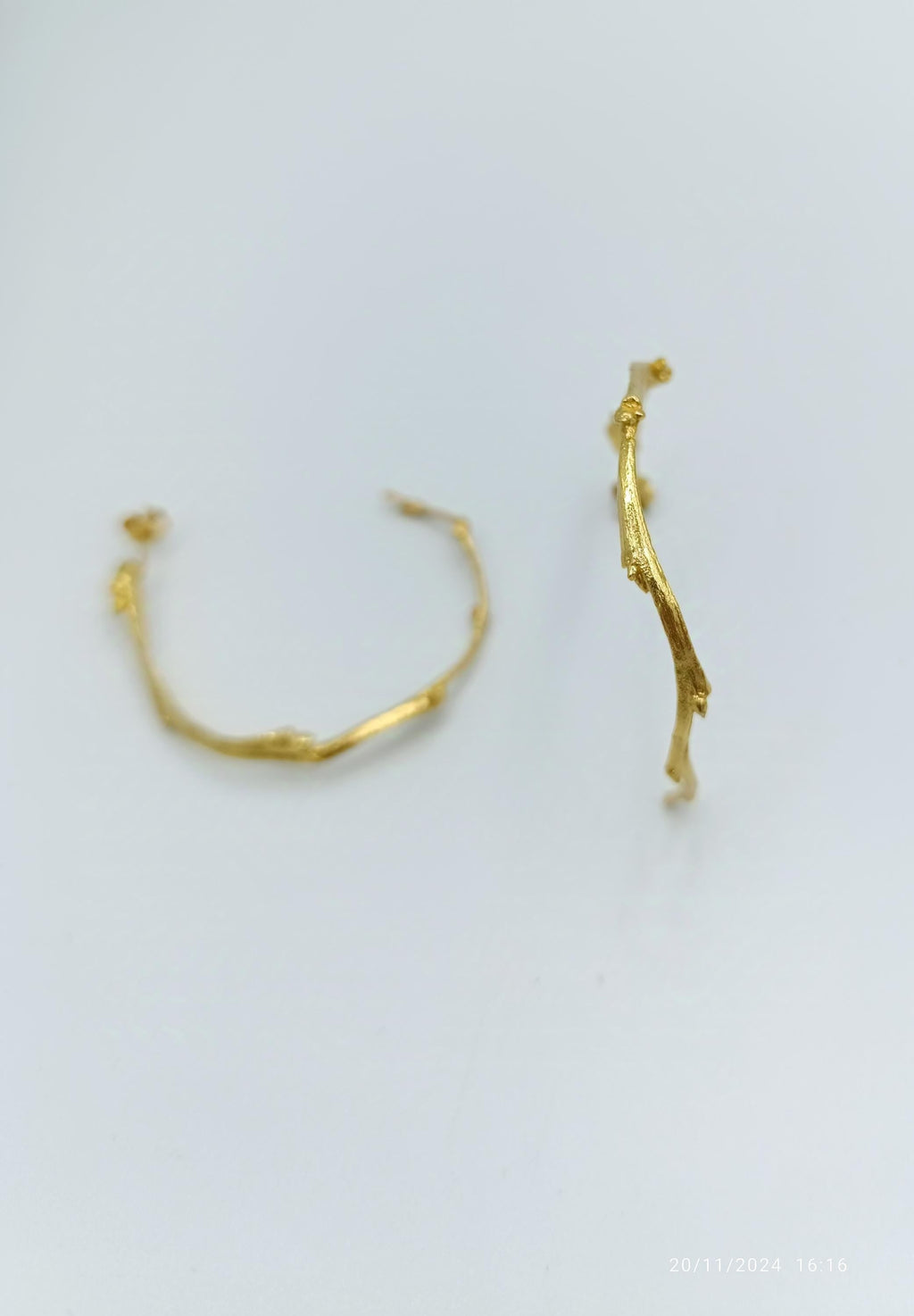 Olive Branch Earrings: Gold Botanical Hoops (Handmade, Adjustable)-1