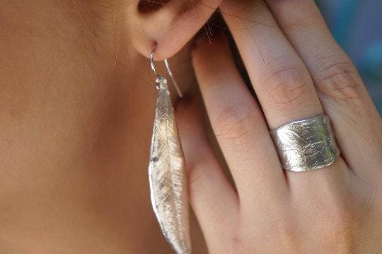 Silver Leaf Ring, Sterling Silver Jewelry, Olive Leaf Branch Ring, Gift for Her, Birthday Gift for Women, Handmade Jewelry, Boho Fashion-2