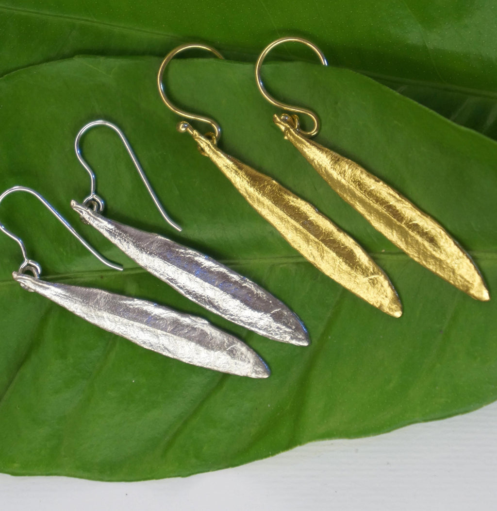 Olive Leaf Earrings: Handcrafted Recycled Brass Botanical Jewelry-0