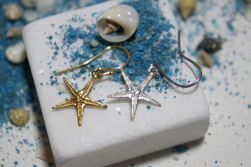 Starfish Dangle Earrings - Sterling Silver and Gold Plated-0