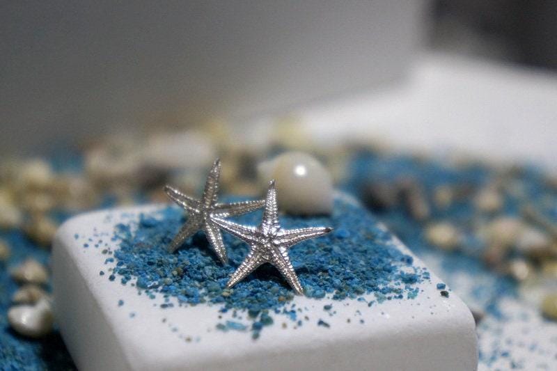 Starfish Dangle Earrings - Sterling Silver and Gold Plated-1