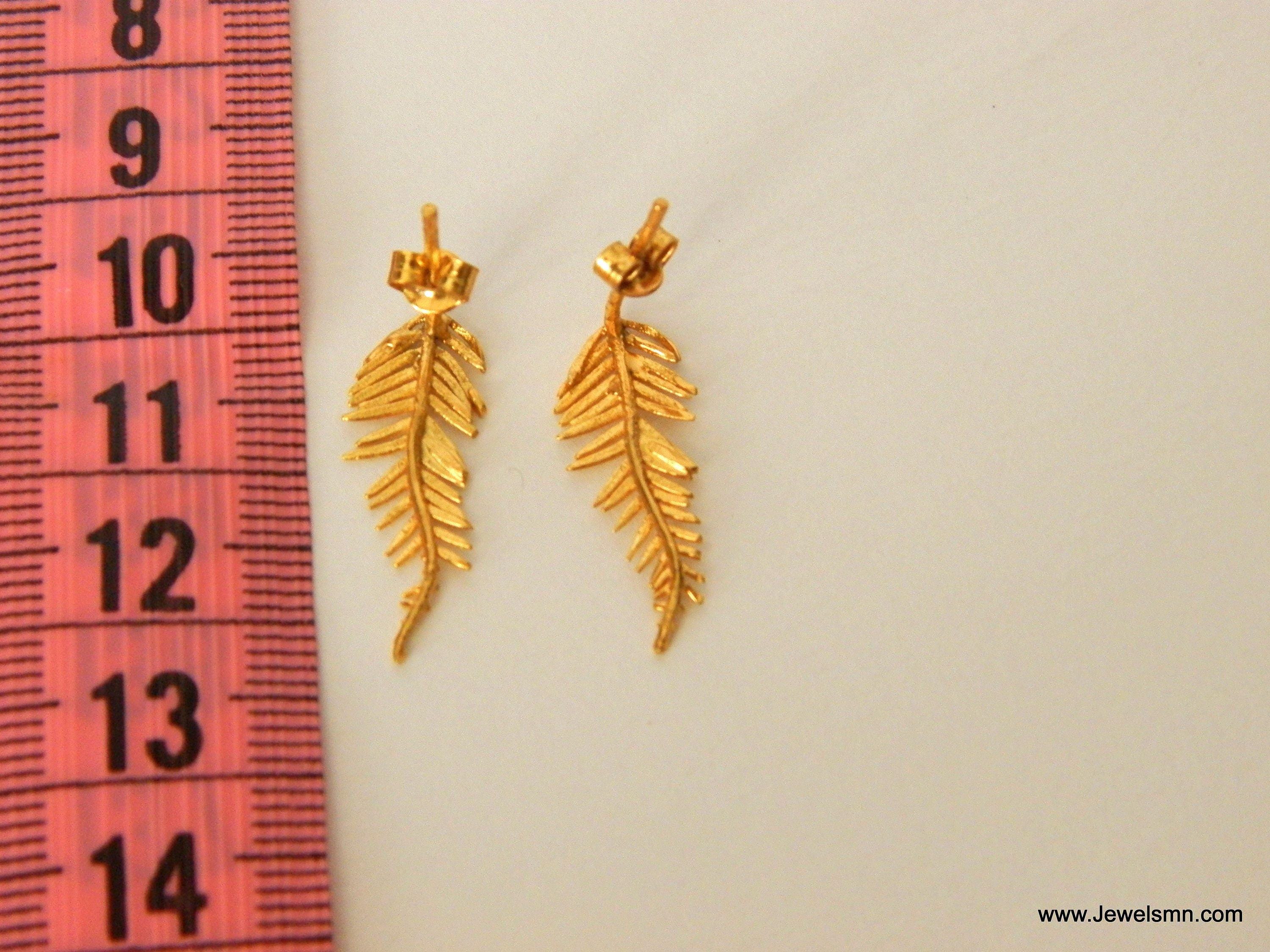 Leaf Stud Earrings: Mimosa Acacia Design - Silver or Gold Plated-4
